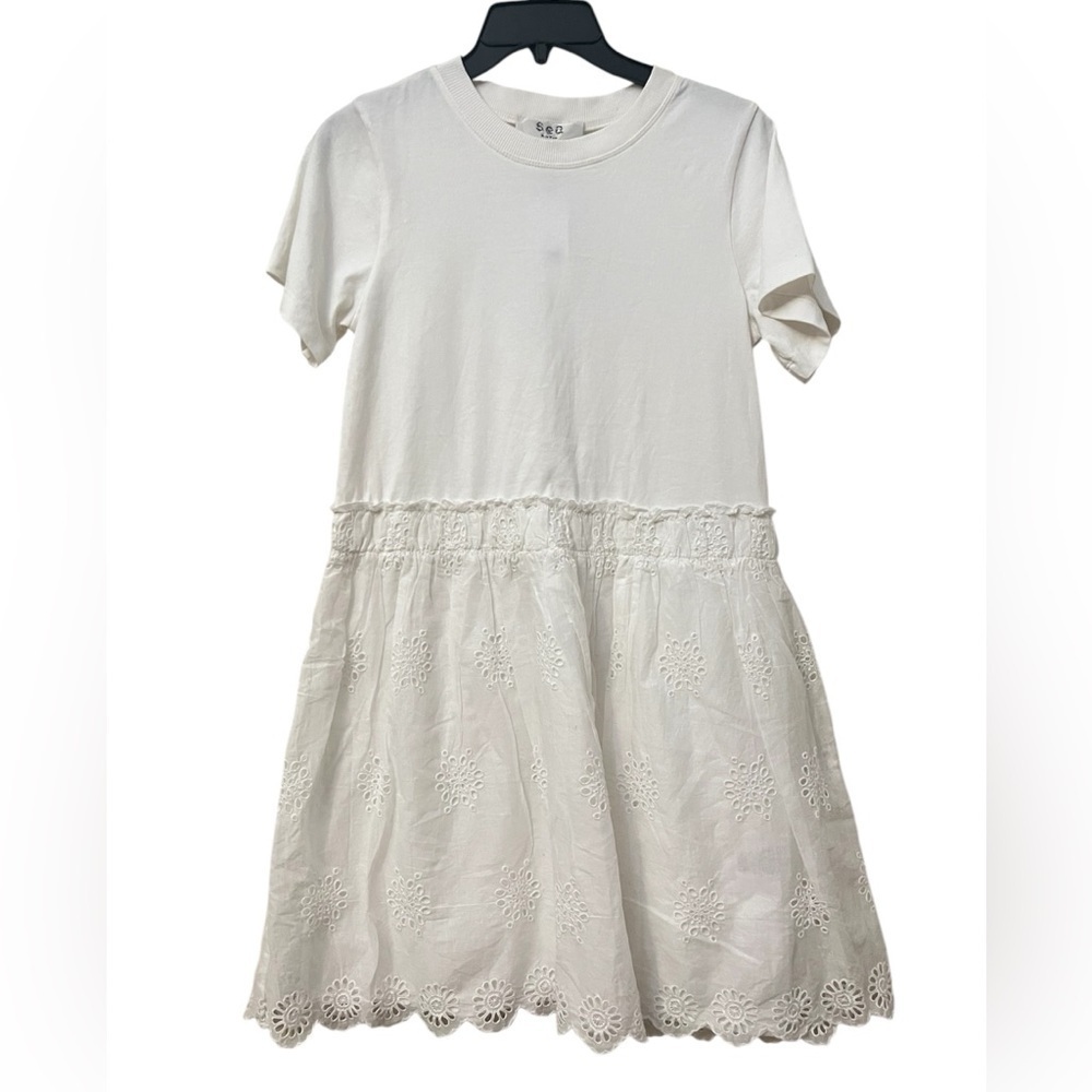 NWT Sea New York Blaine Embroidered Short Sleeve Combo Dress